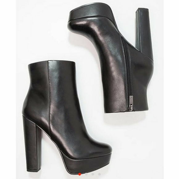 black leather platform ankle boots - Picture 1 of 4